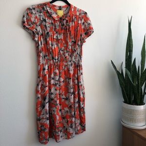 Maeve orange and grey floral dress Anthropologie